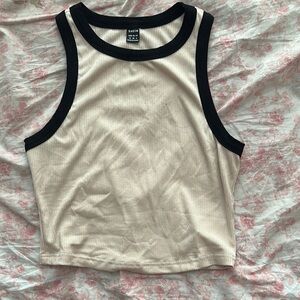 SHEIN Cream and White Fitted Crop Tank Top